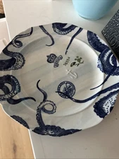 Anthropologie From The Deep Octopus Nautical Kracken Dinner Plate10.5