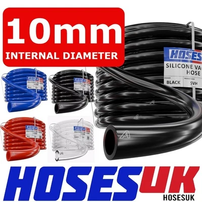 HOSES UK 10mm Silicone Vacuum Hose Tube Boost Water Line Pipe Black Blue Red Clear 3/8"