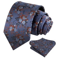 Mens 3.15inches Delicate Floral Tie with Small Flower Printed Handkerchief Se...