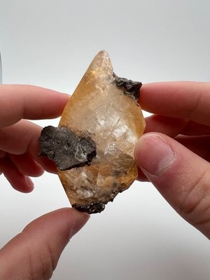 Gem Honey Calcite Crystal with Sphalerite, Mineral Specimen from Elmwood Mine