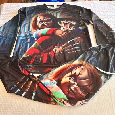 Horror Graphic Lounge Set XXL Chucky Freddy Full Print Top Pants Pajama Set