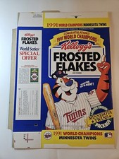 1991 Kellogg's Frosted Flakes Cereal Box Flat Minnesota Twins World Champions