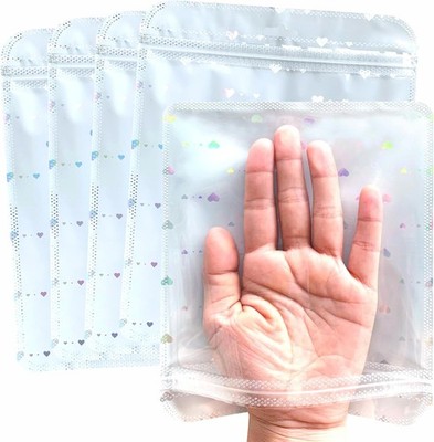 50pcs Clear Smell Proof Bags,Resealable Pouch Sample Bag for 6.3x7.87, white 