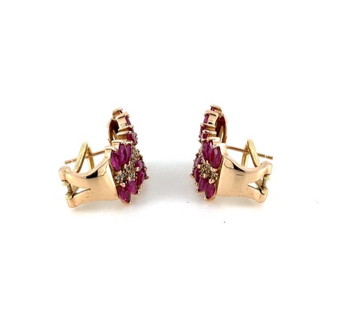 EFFY Rosa Marquise Ruby & Diamond 14K Rose Gold Earrings - Picture 5 of 7