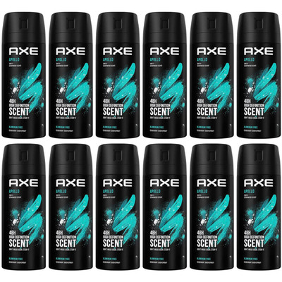 Axe Apollo Deodorant Body Spray 12 Pack 150ml Sage Cedarwood Case