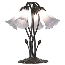 Meyda Lighting 16" High Gray Tiffany Pond Lily 5 Table Lamp - 262225