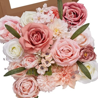 Artificial Pink Flowers Spring Roses Silk Fake Flowers for DIY Wedding Bridal...