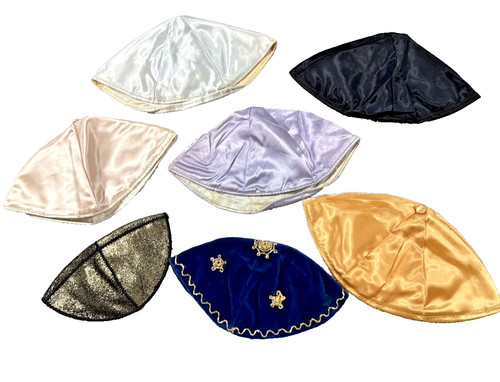 Lot of 7 Vintage Yarmulke Shabbat Judaica kippot hat Kippah skull cap Yarmalka
