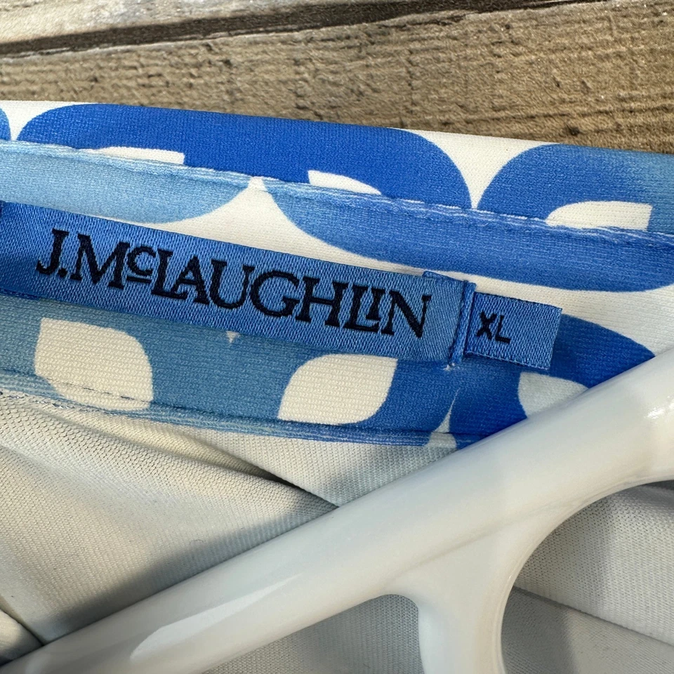 Camisa corta de tela J McLaughlin para mujer XL azul blanco estampado con botones Slv Catalina Foto 4 de 4