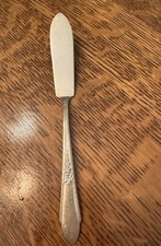 Ancien couteau à beurre Wm ROGERS 1941 GARDENIA manche plat maître 7"