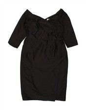 VINTAGE Womens 3/4 Sleeve Sheath Dress UK 12 Medium Black XY07