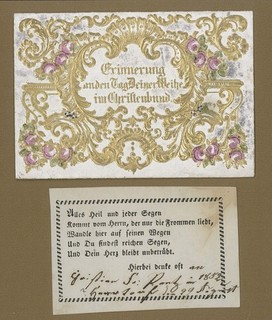 Christening letter godfather letter dated 1852 Biedermeier embossed print