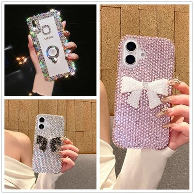 Cute Bowknot Women 3D Diamond Rhinestone Glitter Sparkle Rubber Back Case Cover