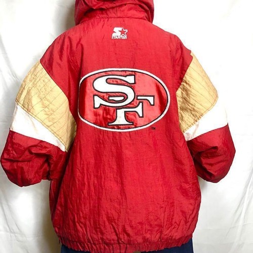 NFL Red Nylon Jacket Unisex Vintage Half Zip 90s Big Size L - Picture 4 of 10