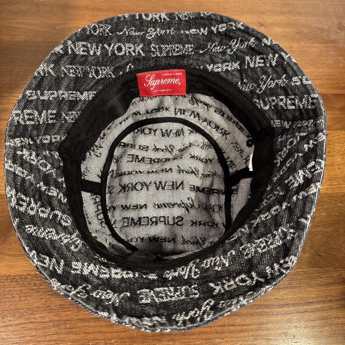 Supreme Jacquard Multi Type Denim Crusher Bucket Hat Size M/L FW22