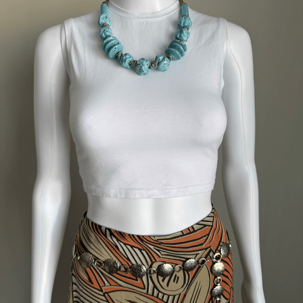 Chunky Turquoise Beaded Boho Statement Necklace - image 4