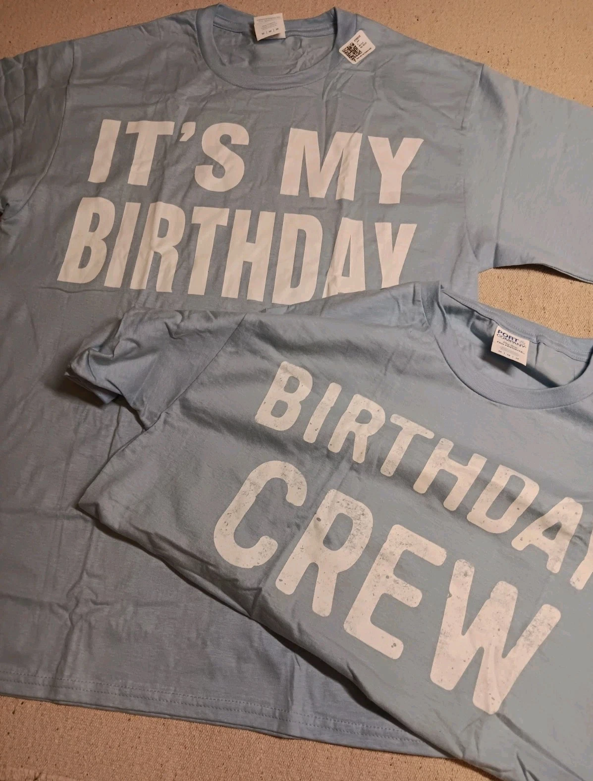 B-day Set: It's My Birthday & Birthday Crew T-Shirt, Unisex,Light Blue, MED, New