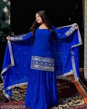 Readymad Georgette Kurta/kurti and plazoo Set for Women's Party Festive Outfit