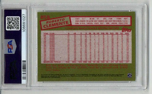 2020 TOPPS SILVER PACK 1985 CHROME PROMO SERIES 2 ROBERTO CLEMENTE PSA 10 POP 11 - Picture 2 of 2