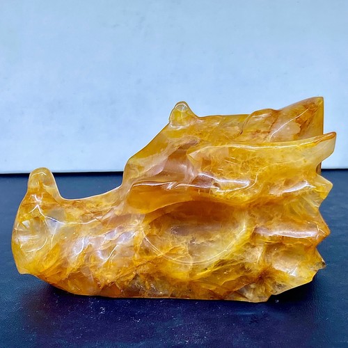 444G Natural yellow jade hand carved precious jade dragon head - Afbeelding 6 van 16