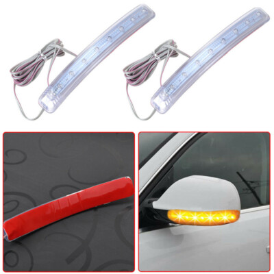 2x Yellow Car Side Mirror LED Amber Indicator Lamp Soft Turn Signal Light Strips