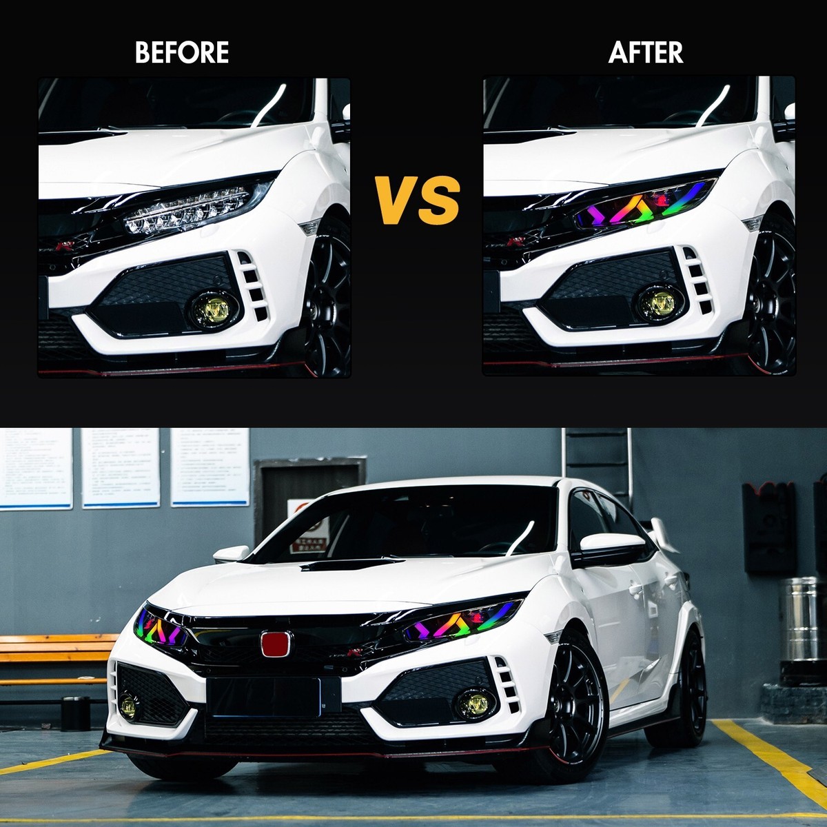 New RGB LED Headlights For Honda Civic 2016-2021 Sedan Hatch Sport