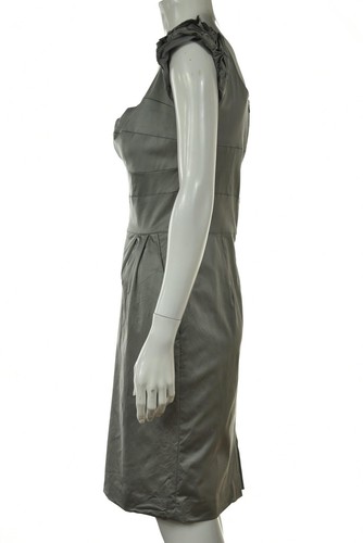 Laila Azhar Womens Dress Size 8 Gray Solid Sheath Knee Length Cap Sleeve Cotton - Picture 3 of 5