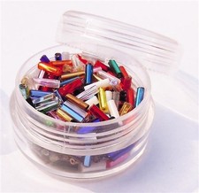 Czech Glass Bugle Bead Sizes 3 in a Tub Assorted Multi Mix Colors Finishes