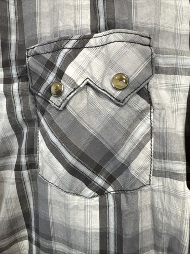 VTG Wrangler American Cowboys Shirt Men's XLT Grey Plaid Pearl Snap - Picture 10 of 12