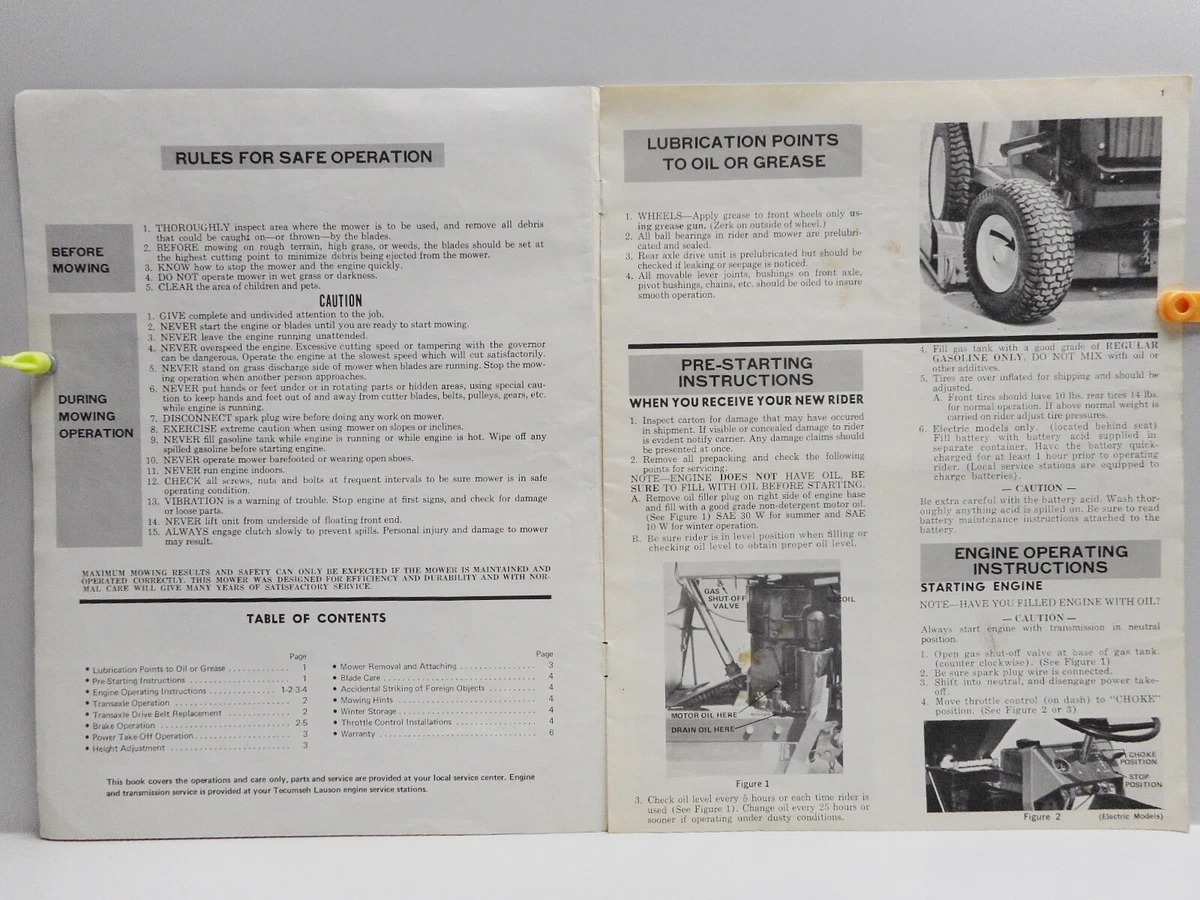 Vintage DAVIS 32 inch RIDING LAWN TRACTOR OWNER S OPERATION CARE MANUAL