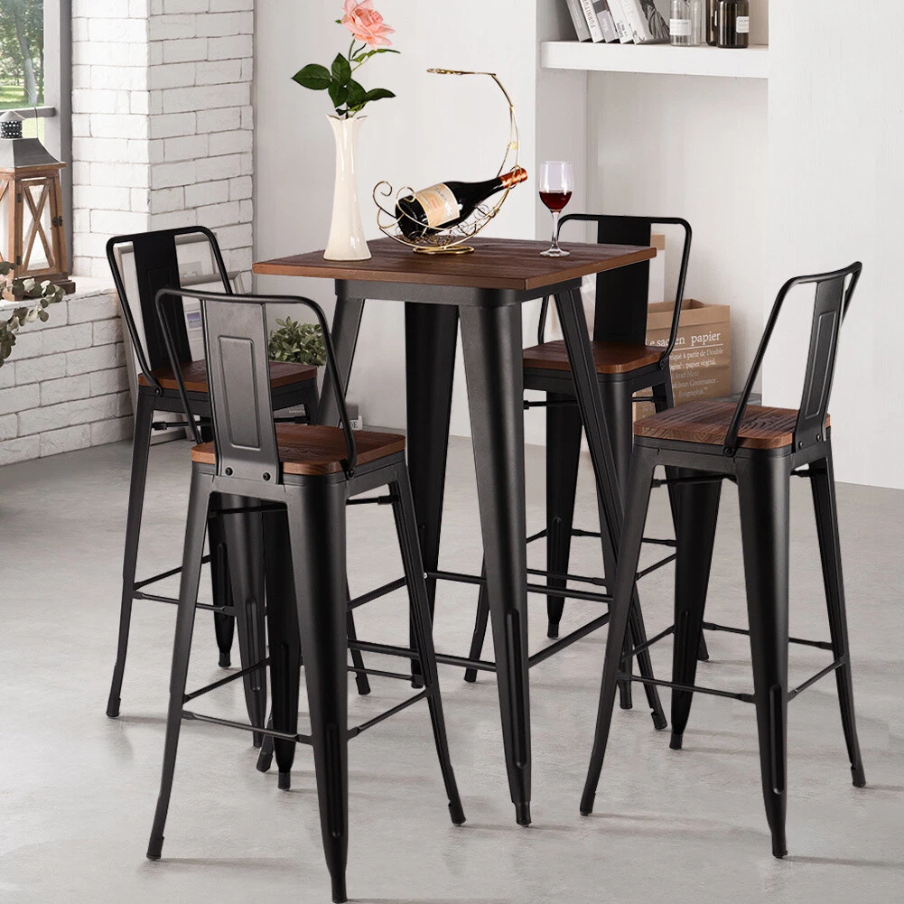 Tall black table and chairs sales