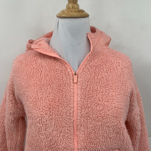 Nike Sherpa Fleece Hoodie Jacket Girls M Medium Pink Full Zip Soft Cozy Pockets - Picture 5 of 16