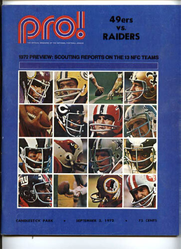 San Francisco 49ers Oakland Raiders _RARE_ Programa de Juego de Exhibición Profesional de la NFL de 1972 - Imagen 1 de 1