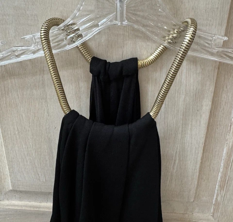 全新带标签 Halston Heritage 黑色吊带背心链颈带原件 $325 尺寸 6 — 第 2/4 张图片