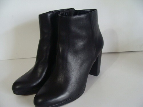 Black Platform Leather Boots Bootie 