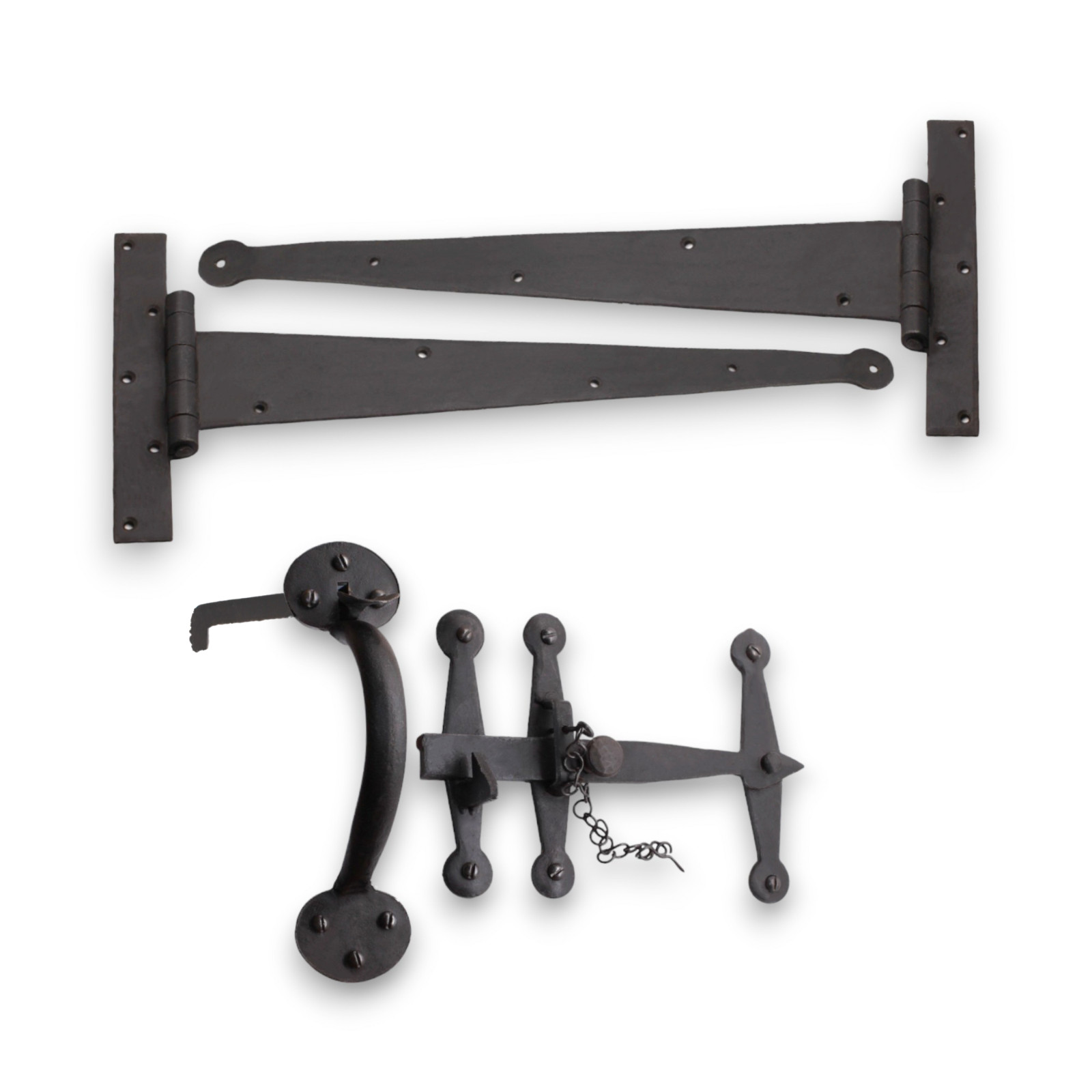 T Hinges Suffolk Thumb Latch 18” Door Set Penny End Hand Forged Beeswax Gate Kit
