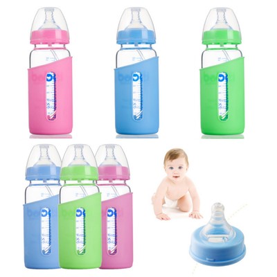 300ml Feeding Bottle With Silicone Cover Anti Hot Baby Food Feeder