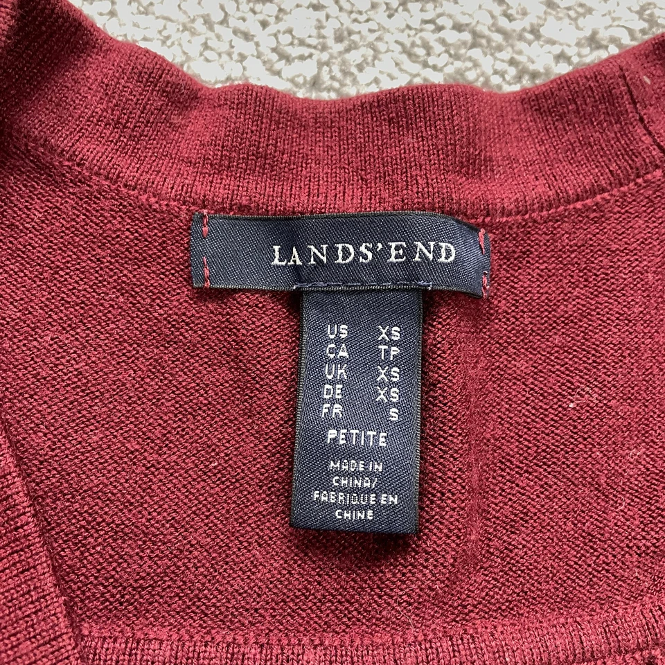 Lands' End Sweater Cardigan Women XS Red Button Down Knit Casual Pockets Ladies - Image 2 of 4