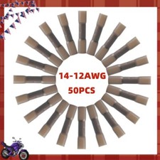 50PCS Heat Shrink Butt Wire Splice Crimp Terminal 14-12AWG Black Connector US
