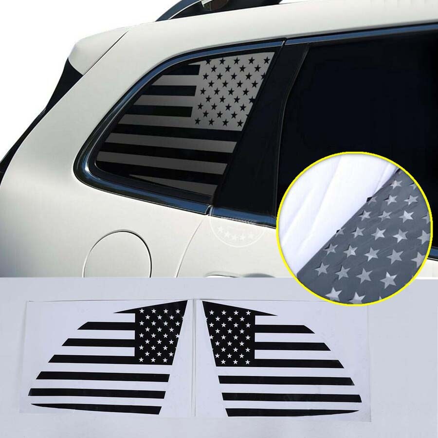 2P Rear Window Side Trim Stickers For 2014-2021 Jeep Cherokee Black Accessories