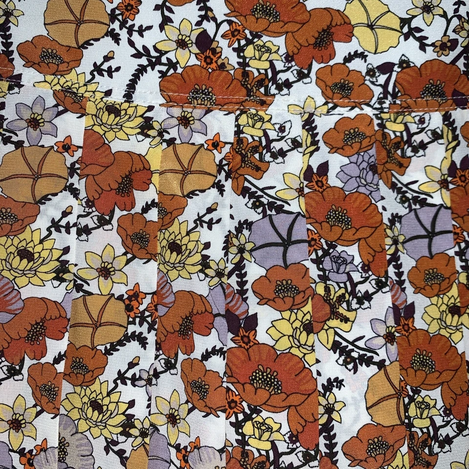 Falda midi plisada de seda Tory Burch para mujer 10 marfil flor ditsy floral diseñador Foto 2 de 4