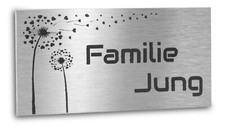 Jung Edelstahl Design® Türschild Motiv "Pusteblume" 80x35mm, 60x30mm, 120x80mm