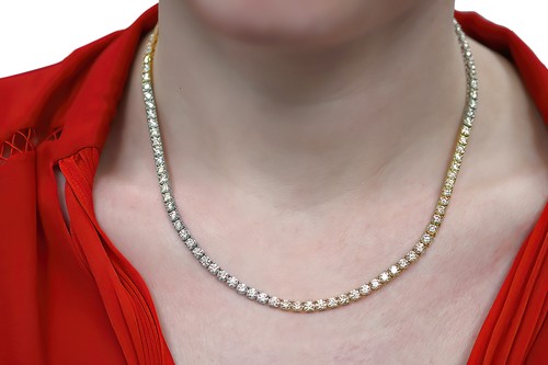 Diamond Tennis Chain Two Tone 14k White Yellow Gold 16.65 TCW Diamonds Appraisal - Picture 9 of 9