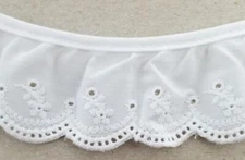 1-3/4" Ruffled Gathered Embroidery Eyelet Trimming - 8 Yards!