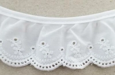BBTRIMSANDRIBBON 1-3/4" Ruffled Gathered Embroidery Eyelet Trimming - 6 Yards!