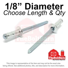 1/8" Dome Head Multi Grip Blind Pop Rivets Alum/Steel Mandrel (Pick Size & Qty)