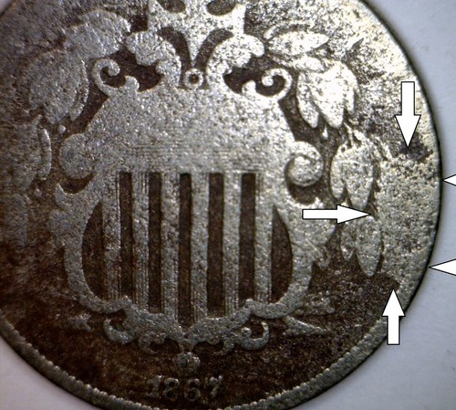 1867 ERROR CUD Shield Nickel Coin K3 - K4 NICE Size CUD Errors LOT #5 NR - Picture 8 of 8