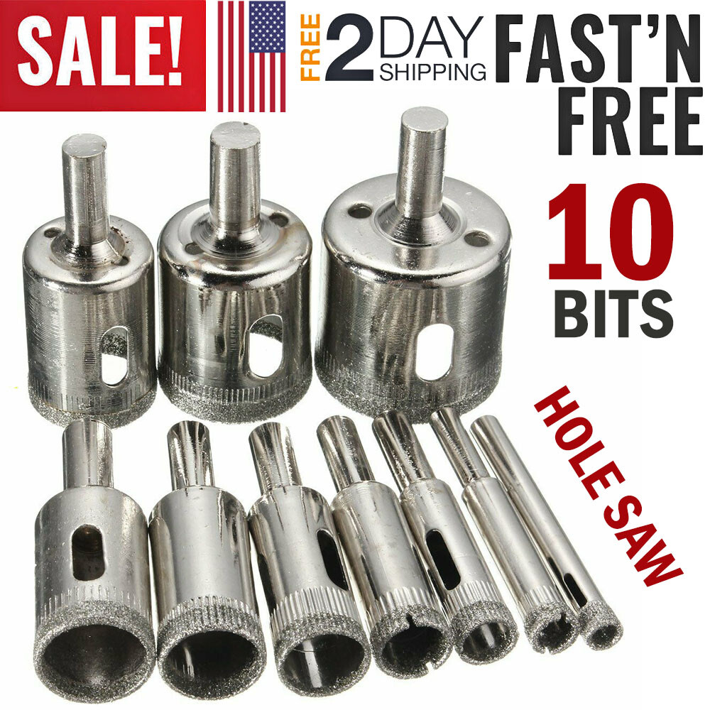 10 Glass Drill Bits Tool Set Hole Saws Glass Cutter For Glass Ceramic