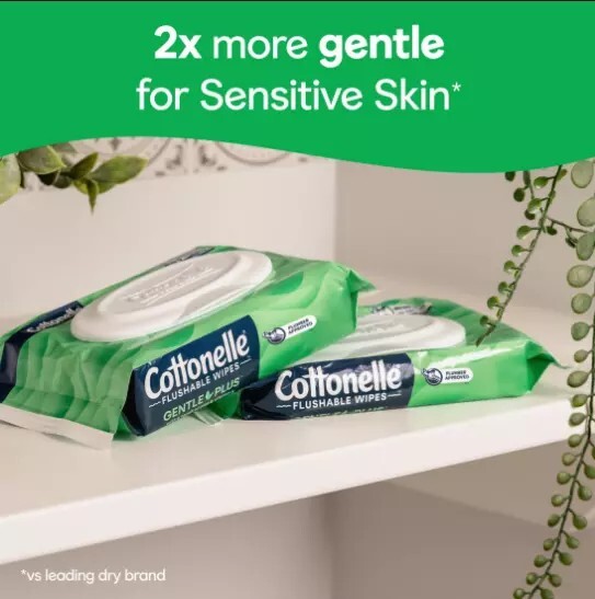 Cottonelle GentlePlus Flushable Wet Wipes with Aloe & Vitamin E, Adult