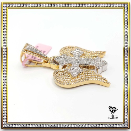 10K Yellow/White Gold 3.9CTW Diamond Cross ICED OUT Hip Hop Pendant 21.6g Charm - Picture 10 of 10